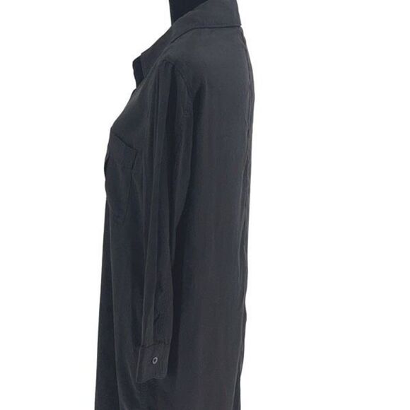 Carly Jean LA Womens 1/2 Button Front Tencel Collared Dress Black Medium NWT - Picture 3 of 9